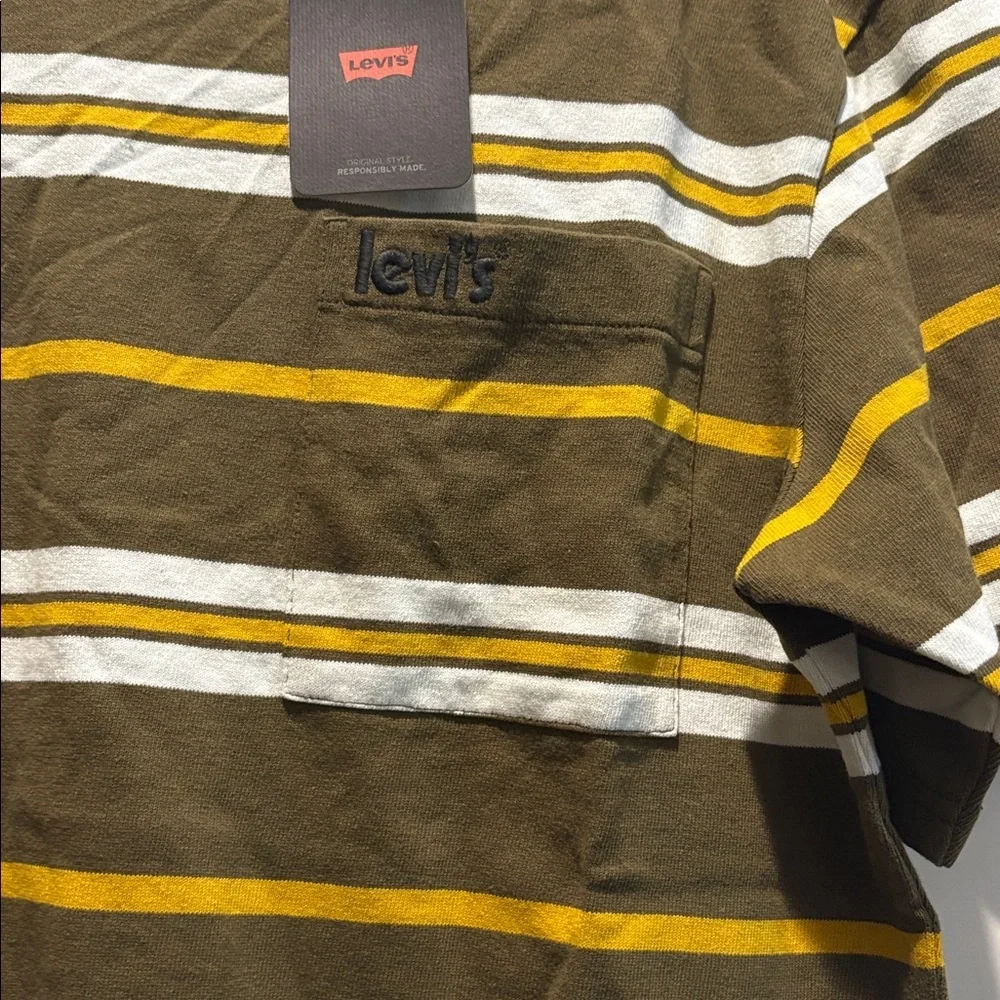 Levi's Men's Short Sleeve Striped Tee - Brown and Yellow